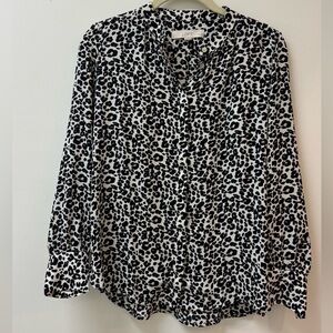 LOFT Monochrome Animal Print Button Down Shirt